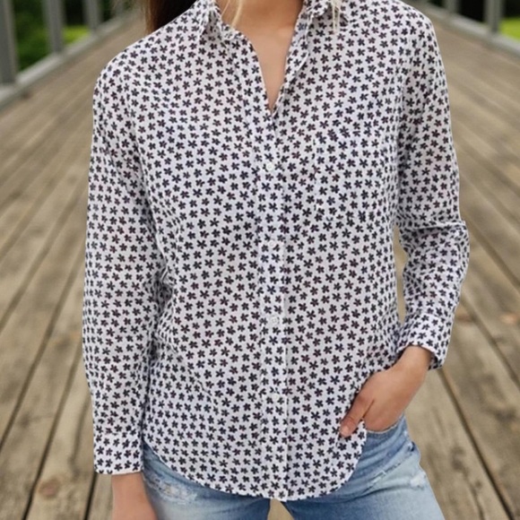 Anthropologie Grayson the Hero Women's Red Poppy Button-Up Blouse Size 03 - Picture 1 of 9